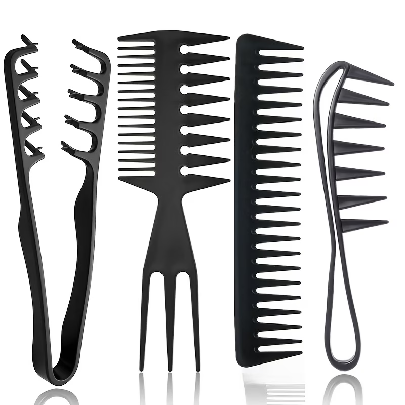 Detangling Wide Comb - 4-teiliges Styling-Kamm-Set für Männer, Antistatische Breitzahn-Volumen-Kämme