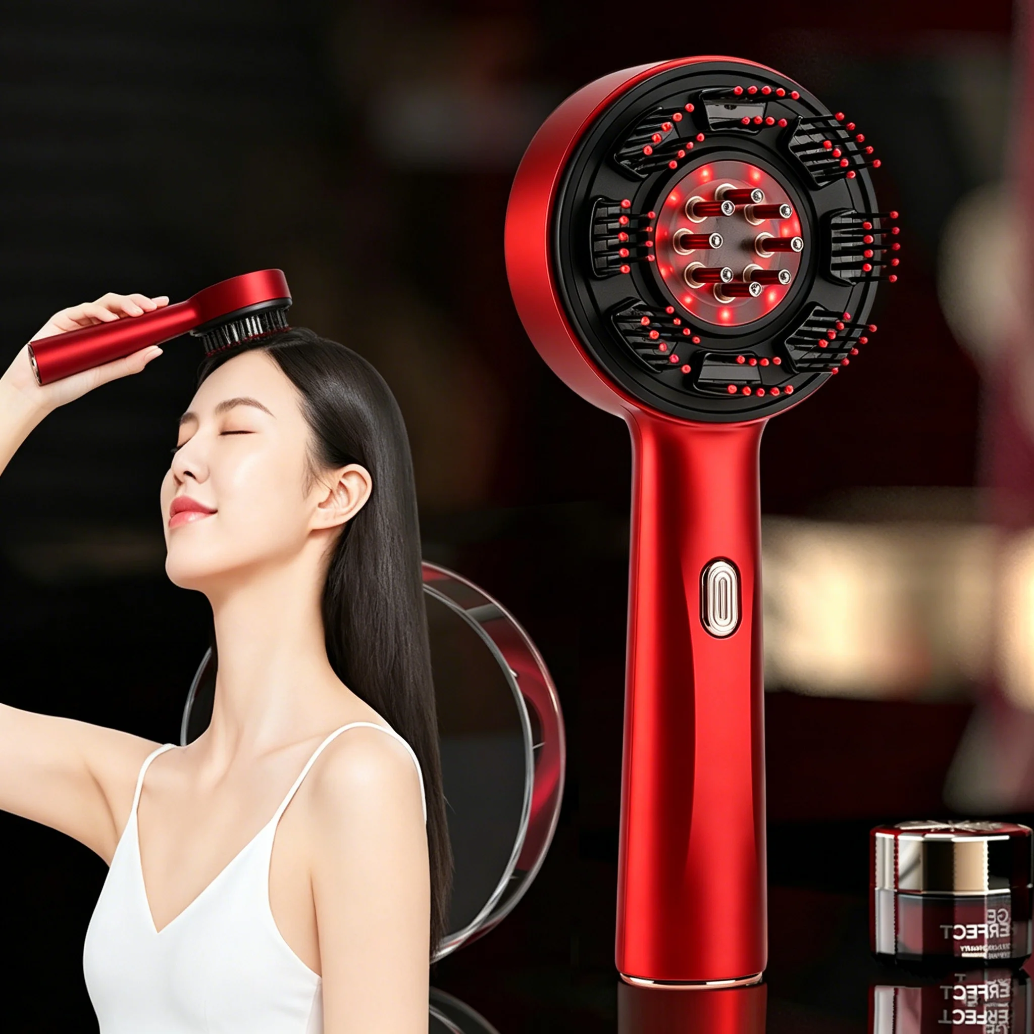 Hair Care Oil - Elektrischer Massagekamm Tragbarer Haarfollikel-Kamm Kopfhaut-Öl-Applikator Vibrations-Kopfmassagegerät