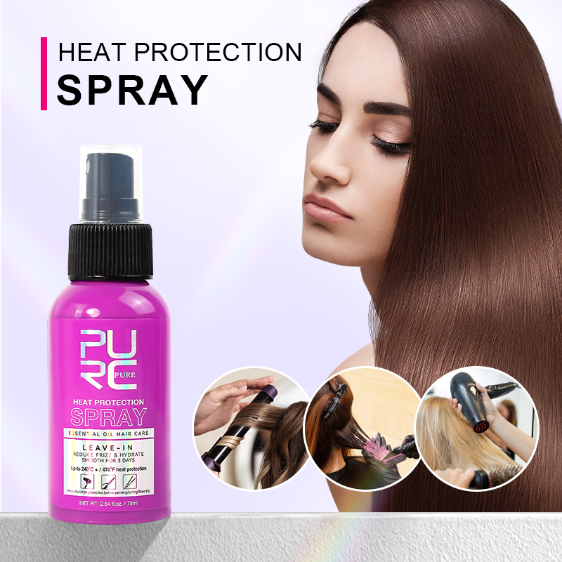 Hair Care Heat Protectant - PURC Hitzeschutzspray, Kokosnussöl-Frizz-Kontrolle und Glanz für