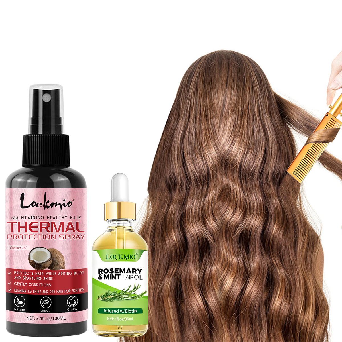 Hair Care Heat Protectant - Hitzeschutzspray, tief nährender Conditioner, Rosmarin-Minzeöl, Wärme,