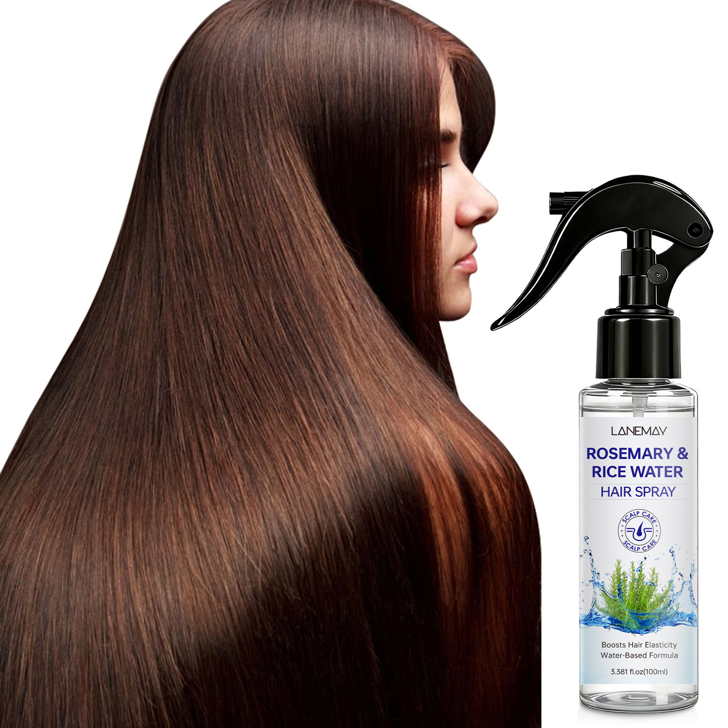 Hair Care With Rice Water - Rosmarin- und Reiswasser-Haarspray – Steigert die